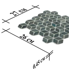 STP-GN007-RMB Natural Мозаика плитка из стекла Steppa зеленая серая глянцевая