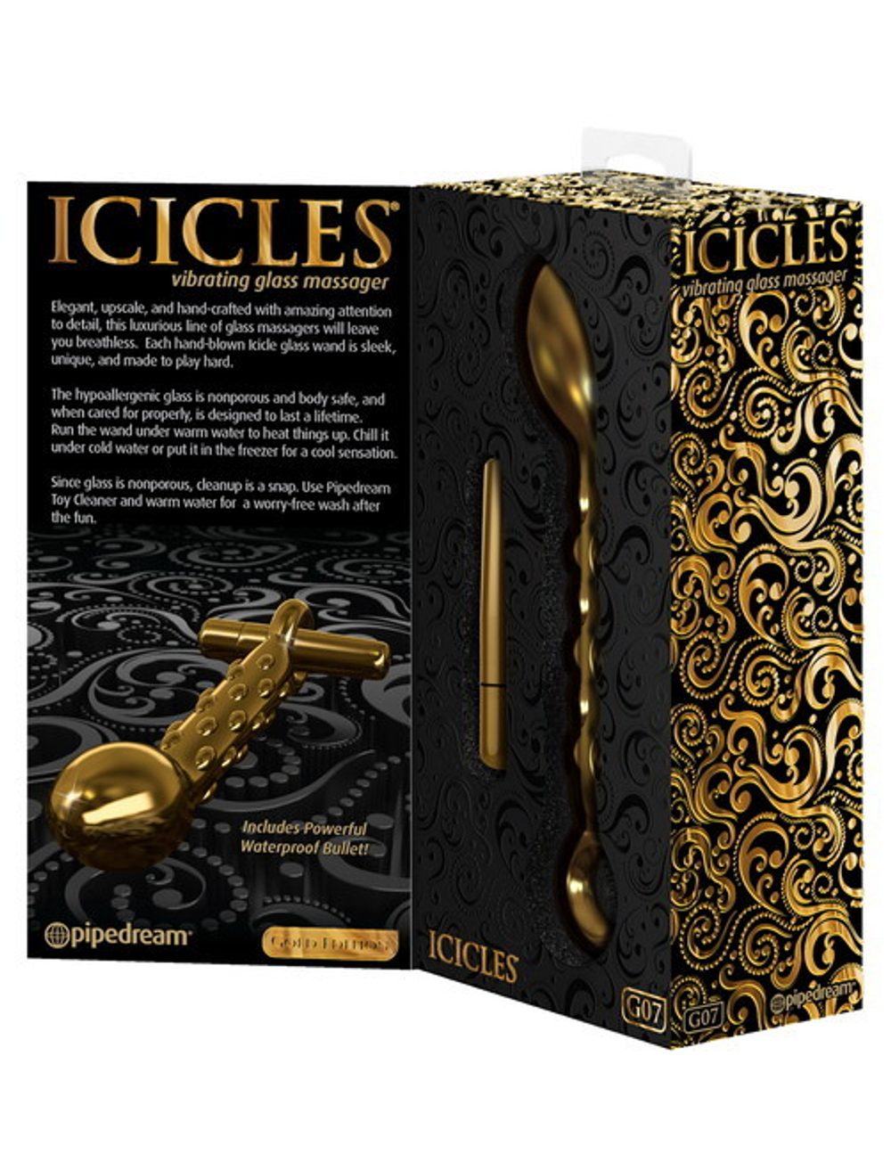 Универсальный золотой массажер для точки G и простаты Vibrating Glass Massager (Цвет: золотой)