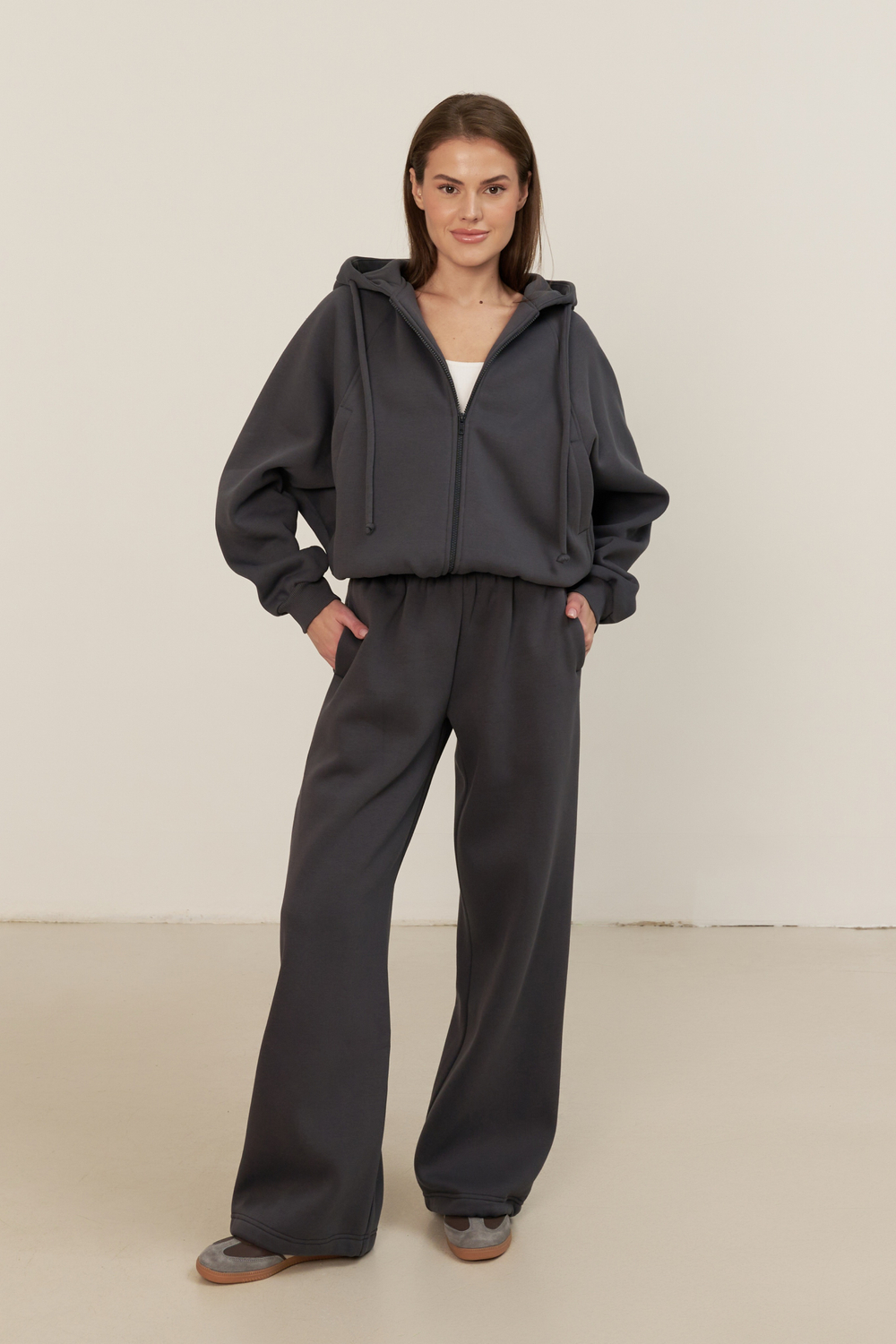 Брюки-трансформеры, с тонким начесом, грифельные