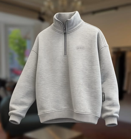 Свитшот серый меланж c молнией