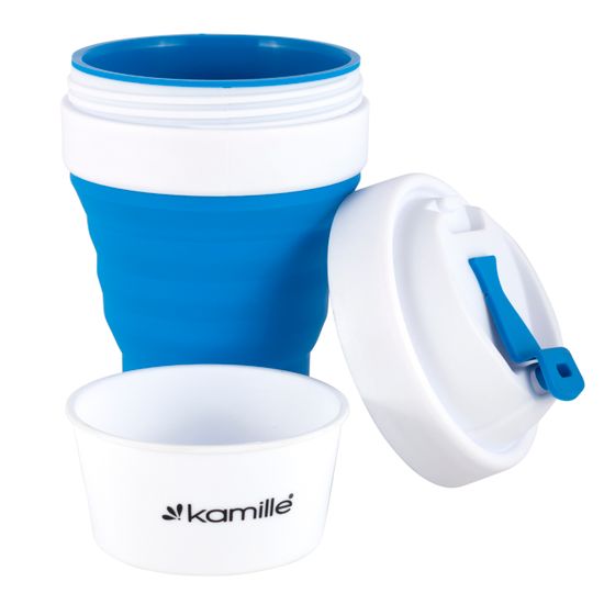 Стакан складной силиконовый 350 мл. Kamille KM 2034 с пластиковой накладкой