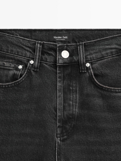 Massimo Dutti Джинсы прямого кроя с высокой талией, черный