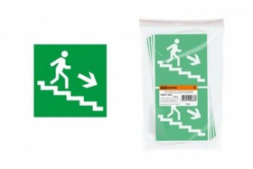 Знак "Направление к эвакуационному выходу (по лестнице направо вниз)" 150х150мм TDM SQ0817-0045