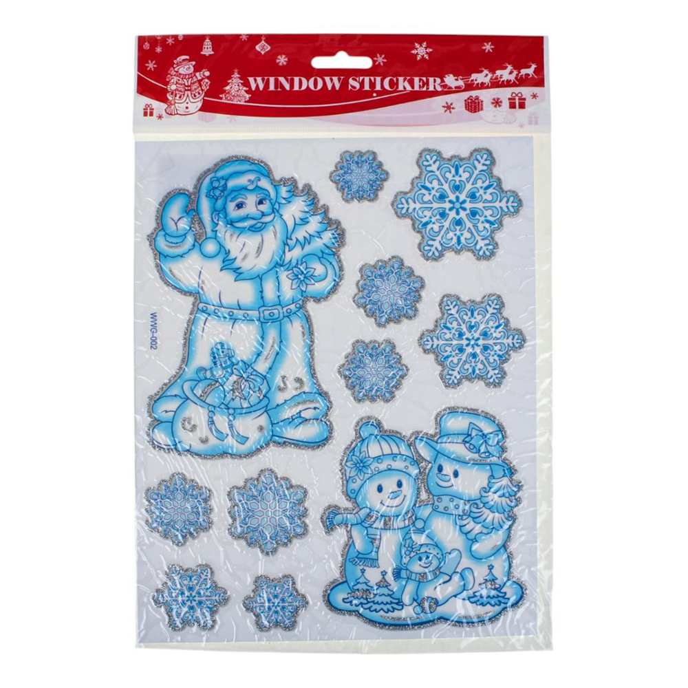Наклейка новогодняя 20*30 см, микс , пакет