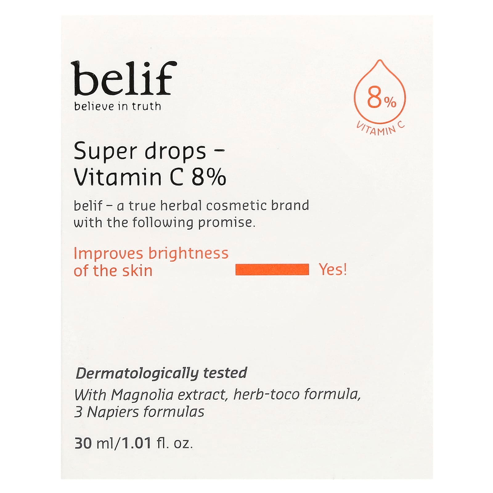 belif, Super Drops, витамин C, 8%, 30 мл (1,01 жидк. унц.)