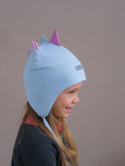Шапка весенняя/осенняя вязаная (Небесный меланж) UNIC
