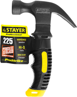 STAYER Compact, 225 г, столярный укороченный молоток-гвоздодёр, Professional (2026-225)
