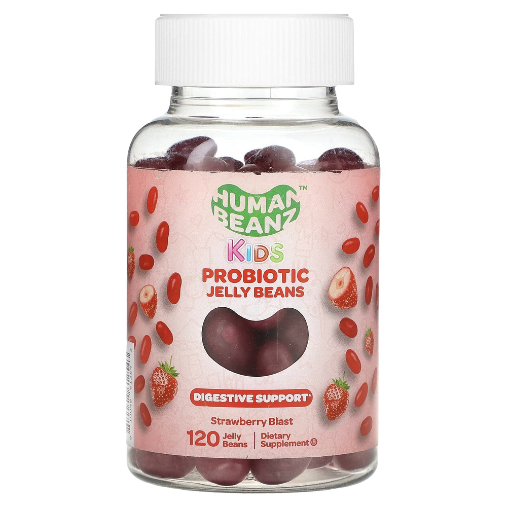 Human Beanz, Kids, пробиотические мармеладки, клубника, 120 мармеладов (0,5 млрд КОЕ на мармелад)