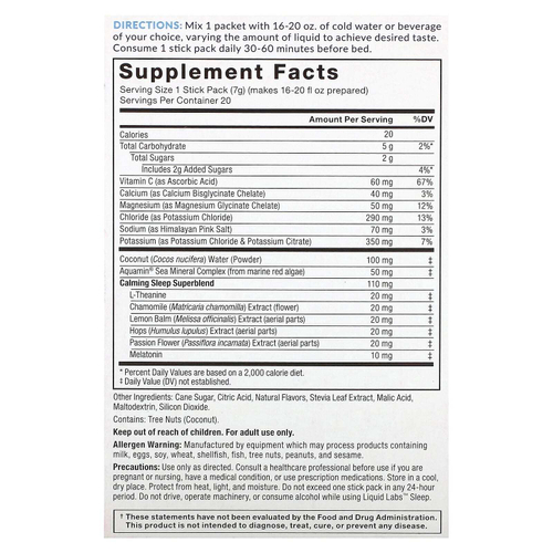 Force Factor, Liquid Labs, Sleep, Dream Berry, 20 пакетиков по 7 г (0,25 унции)