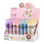 Ручка шариковая, автоматическая, 10в1, Odemei, 10-ти цветная, серия "ЕДИНОРОГ", с резиновой фигуркой, 40 шт