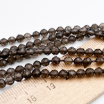 Дымчатый кварц граненый бусины ("Раухтопаз"), диаметр около 4-4,1 мм, цена за отрезок 19 см (1/2 нити)