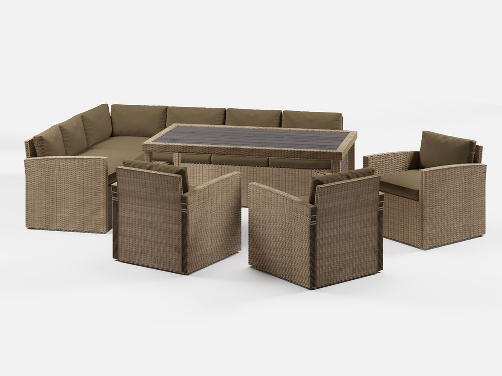 Обеденная группа из искусственного ротанга Кингстон Макси + 3 кресла Сантьяго