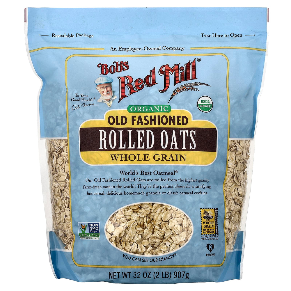 Bob's Red Mill, Органические традиционные овсяные хлопья, цельнозерновые, 907 г (32 унции)