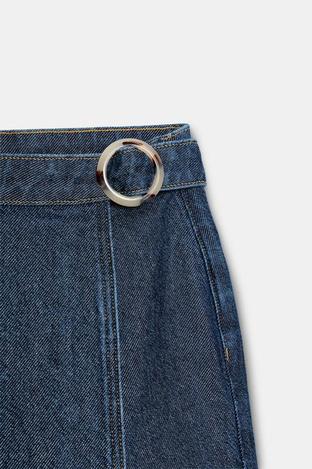 ZARA ДЖИНСОВЫЕ ЮБКА-ШОРТЫ Z1975 С ПРЯЖКОЙ, СИНИЙ