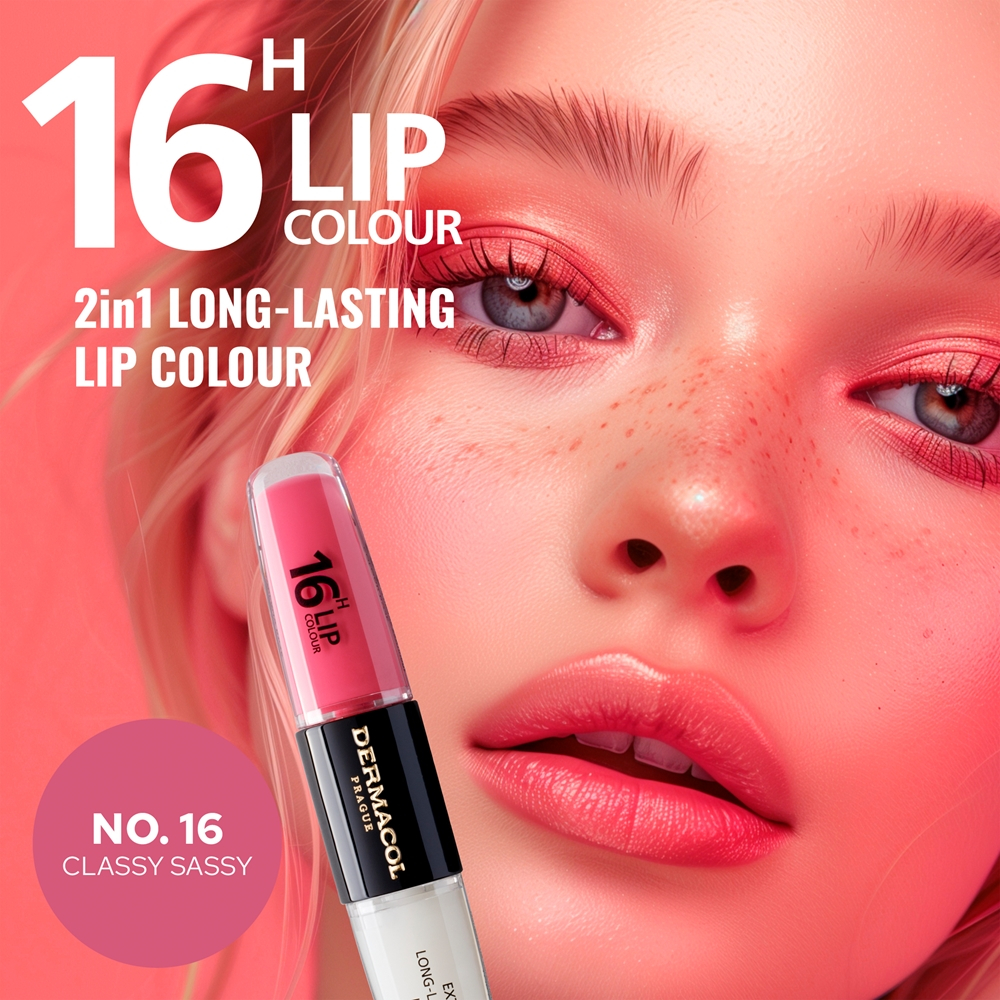 Dermacol 16H Lip Colour - Долговременная помада и блеск для губ оттенок 16 Classy Sassy, 2 ml