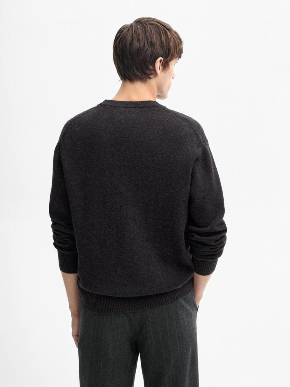 Massimo Dutti Свитер из смесовой шерсти с круглым вырезом, маренго