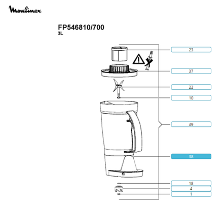 Чаша для кухонного комбайна Moulinex (Мулинекс) MS-8080017477