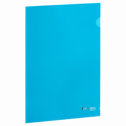Папка-уголок плотная BRAUBERG SUPER, 10 шт. 0,18 мм, синяя, 270479