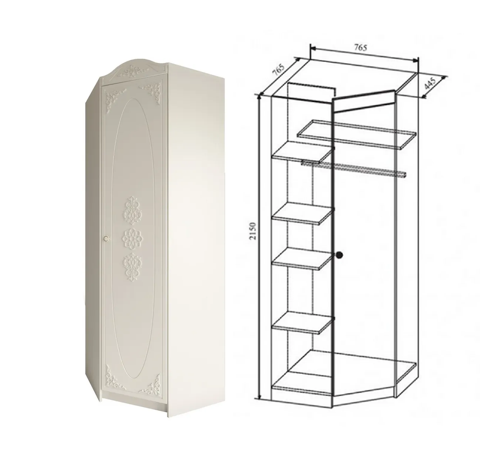 Шкаф угловой ШДУ 765.1 KI-KI Белый