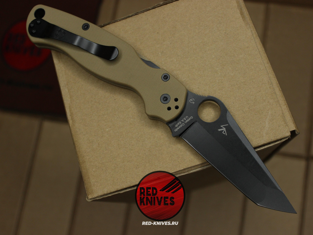Нож Spyderco Paramilitary 2 Tanto G10 - темный песок рукоять, черный клинок RK/477