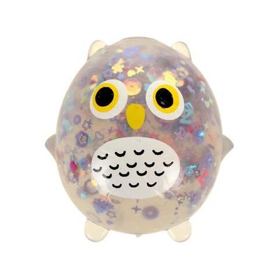 Мякиш Сова с блестками 9 см, 3 цвета микс, пакет с-30508