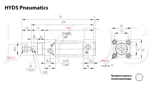 C96SDB80-500C Пневмоцилиндр