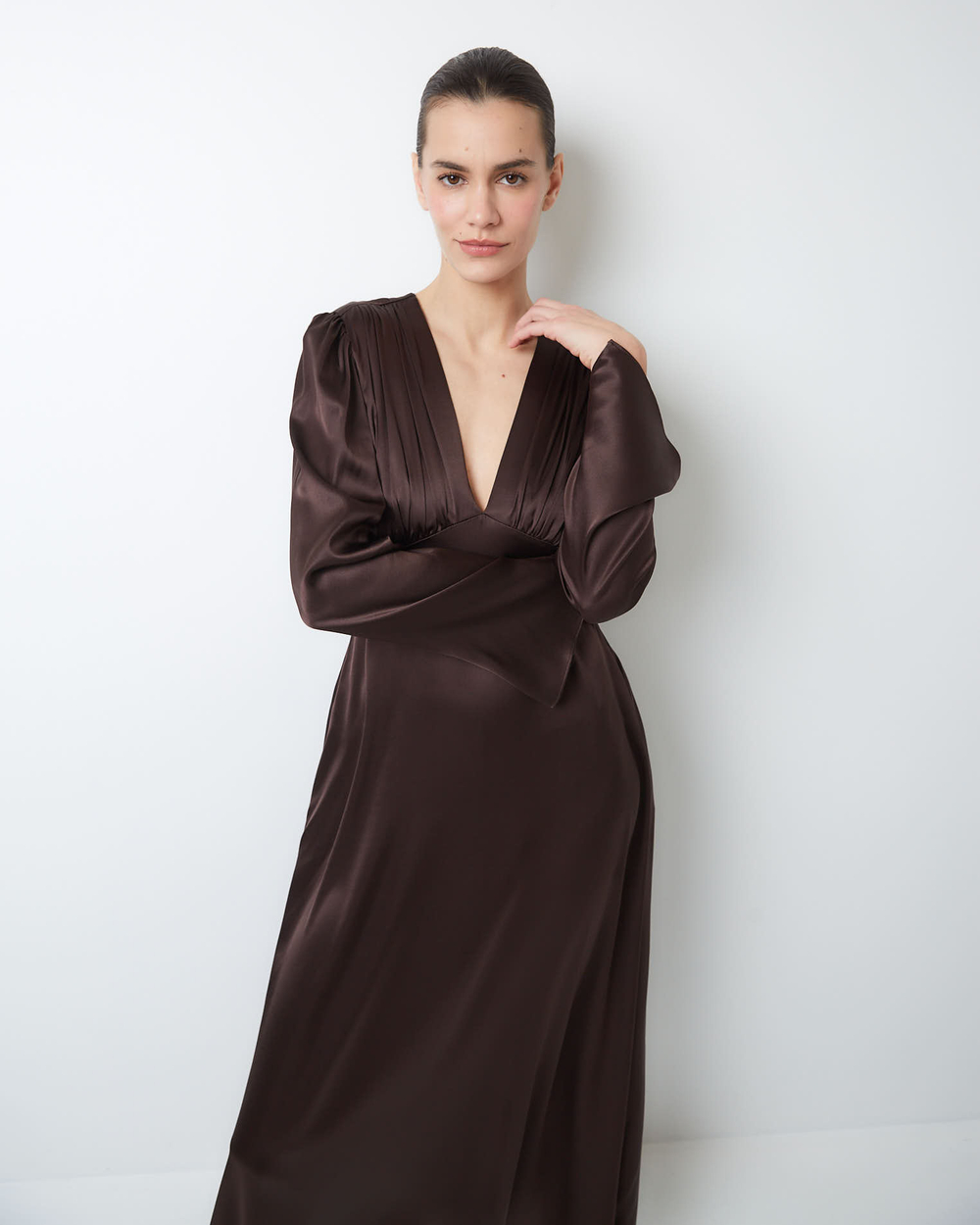 Платье из шелка Берберри шоколад