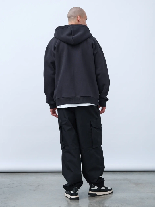 Худи оверсайз на молнии с начёсом (графит)