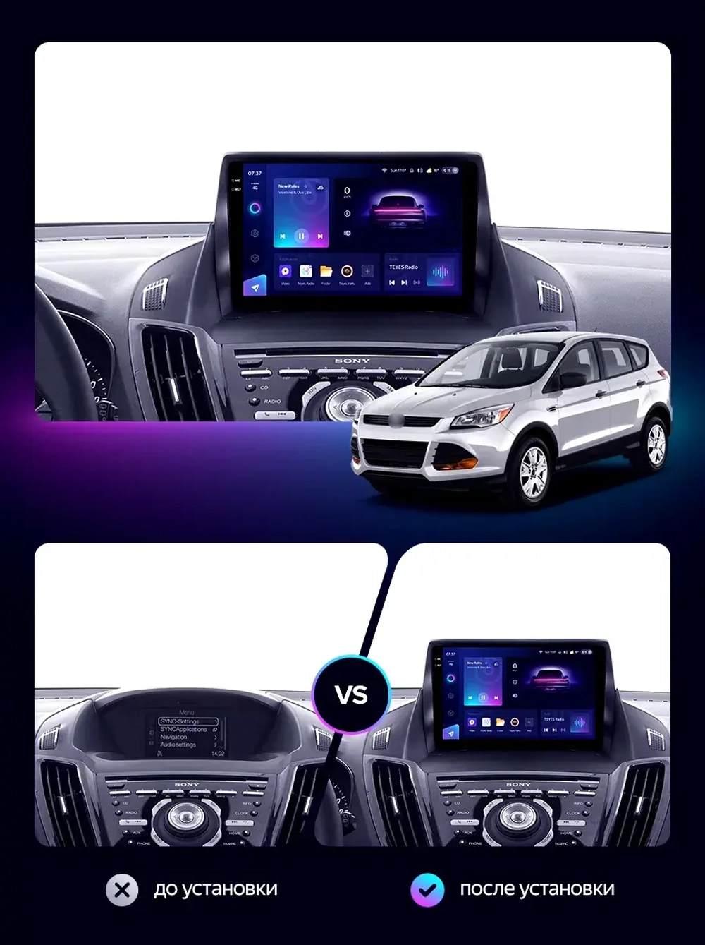 Магнитола для Ford Kuga 2 2013-2019 - Carmedia OL-9203-1 QLed+2K, Android 12, TS10,  CarPlay, 4G SIM-слот