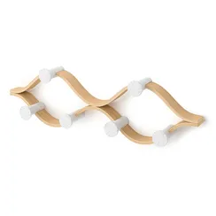 Вешалка настенная montage, 6 крючков, натуральное дерево/белая