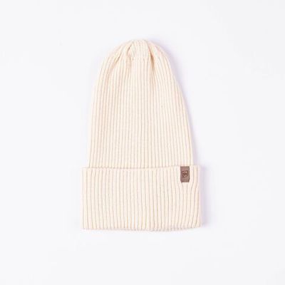 Double turn-up cotton hat - Heavy Cream