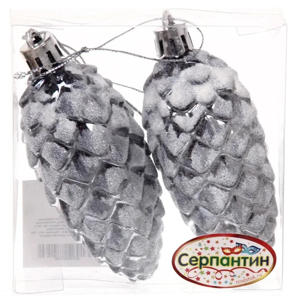 Ёлочные игрушки «Таинственное очарование» Шишки 9 см (набор 2шт), графит