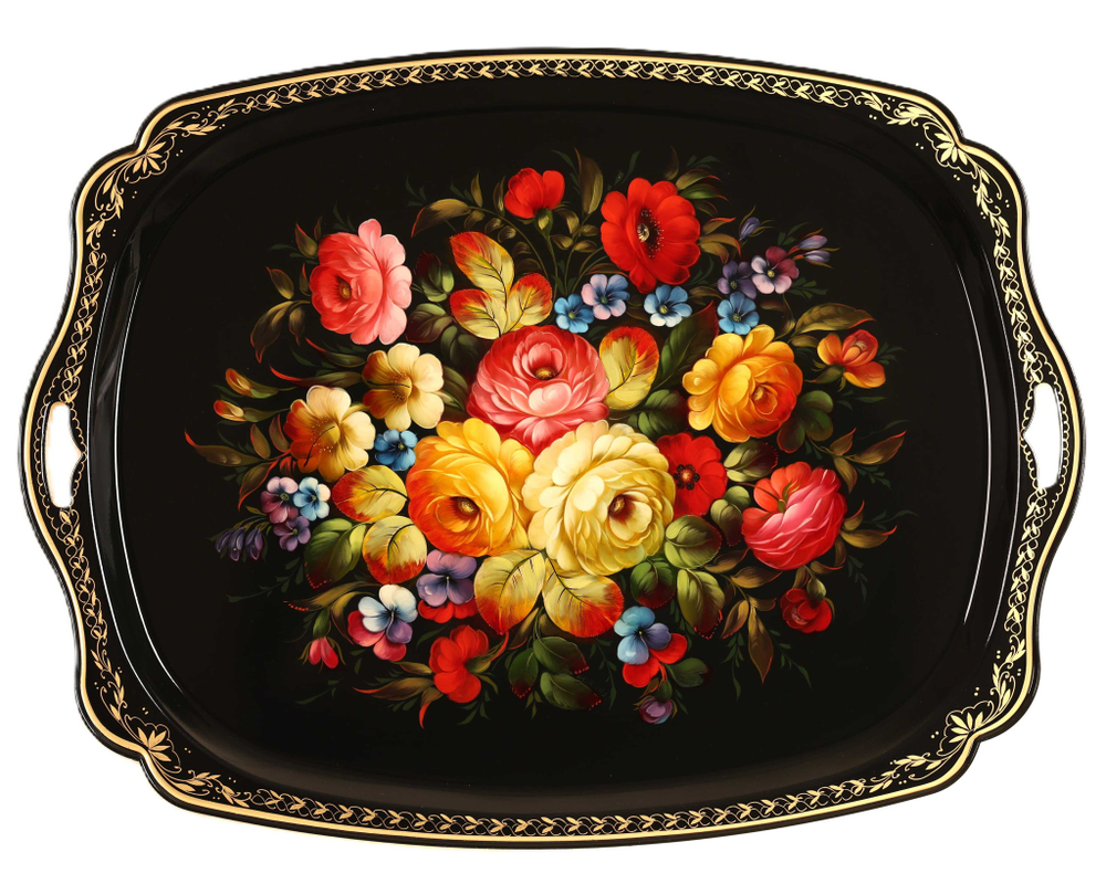 Жостовский поднос декоративный, размер 61х46 см (A32), металлический