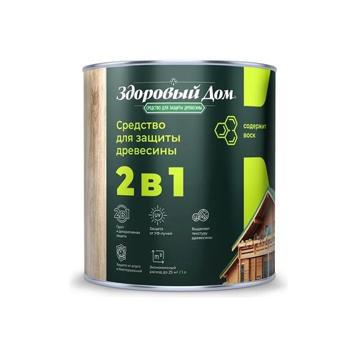 Деревозащитное средство Здоровый дом 2 в 1 Тик 0,8 л