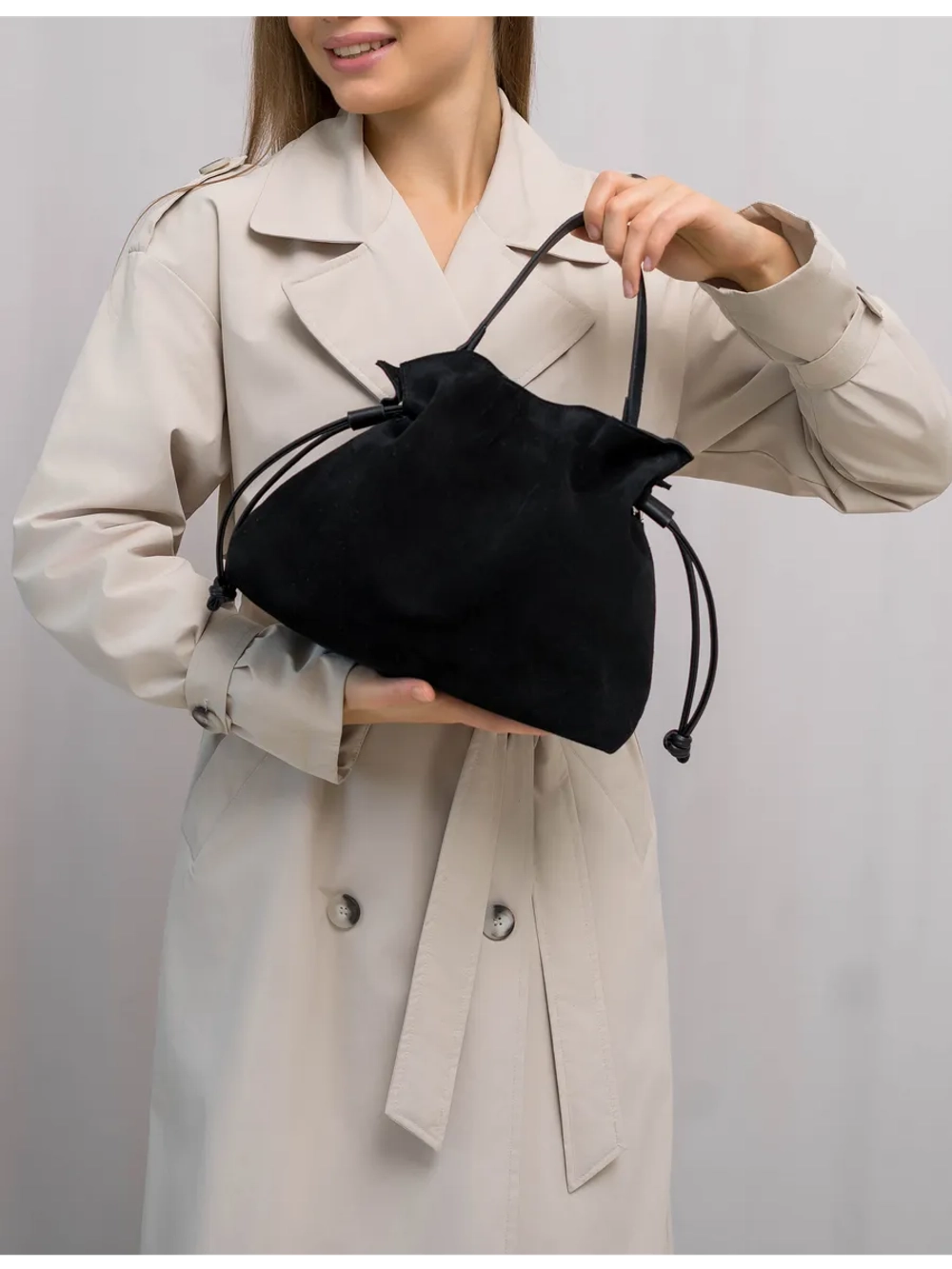 сумка через плечо средняя натуральная замша