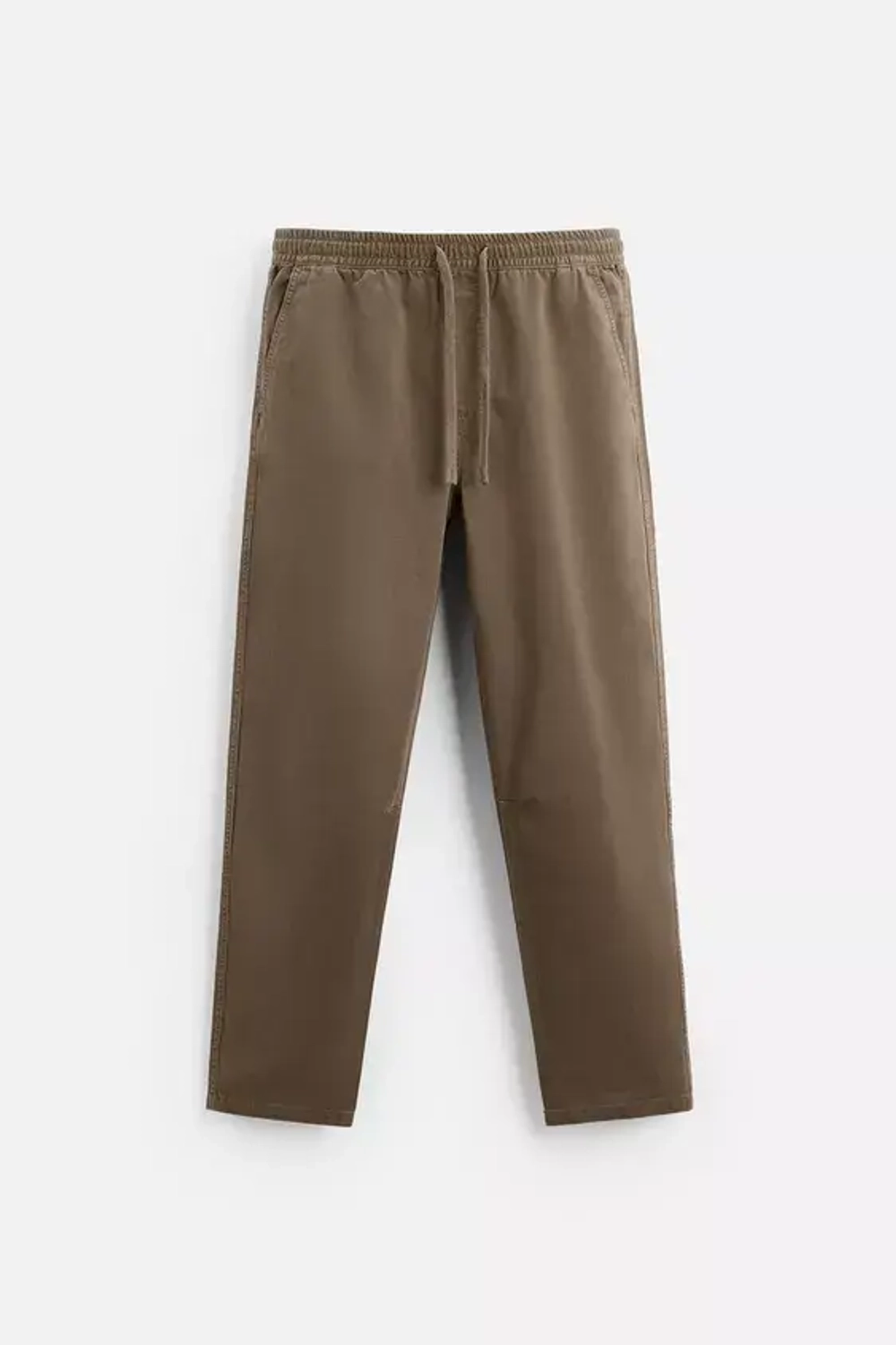 ZARA БРЮКИ-ДЖОГГЕРЫ ИЗ ТКАНИ С ЭФФЕКТОМ ПОТЕРТОСТИ, КОРИЧНЕВЫЙ