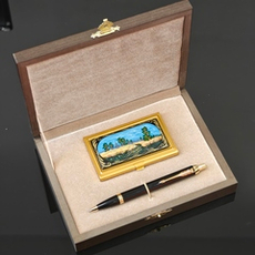 Набор подарочный №0322 "Пшеничное поле" визитница персональная, авторучка Parker IM