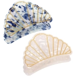 Заколка-краб для волос «#ХВОСТИКИ-КОСИЧКИ»,ракушка, цвет голубой и белый, 6*3,8см