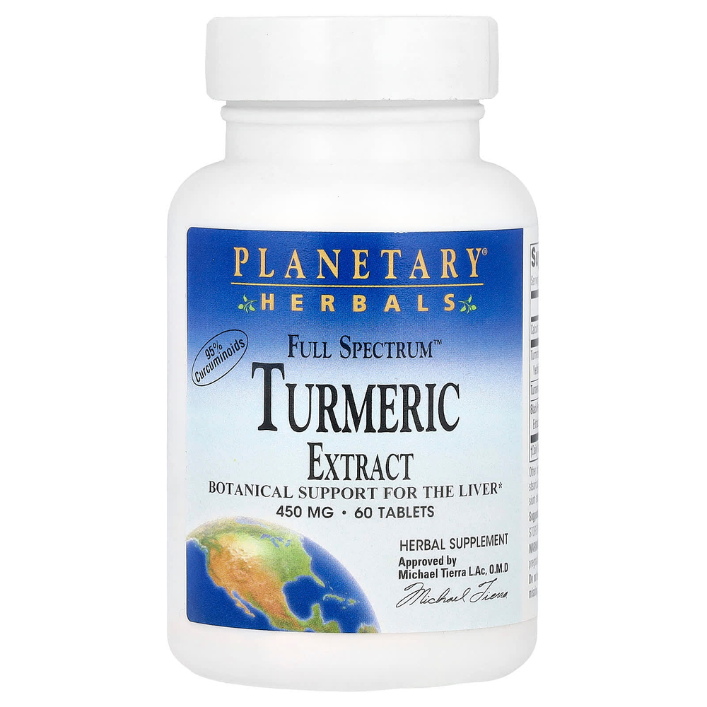 Planetary Herbals, Full Spectrum, экстракт куркумы, 450 мг, 60 таблеток