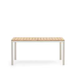 Bona Уличный стол из алюминия в белой отделке и тикового дерева 160 x 90 см
