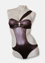 Оригинальный купальник-монокини с бретелью через плечо (Размер: 38) (Цвет: коричневый)