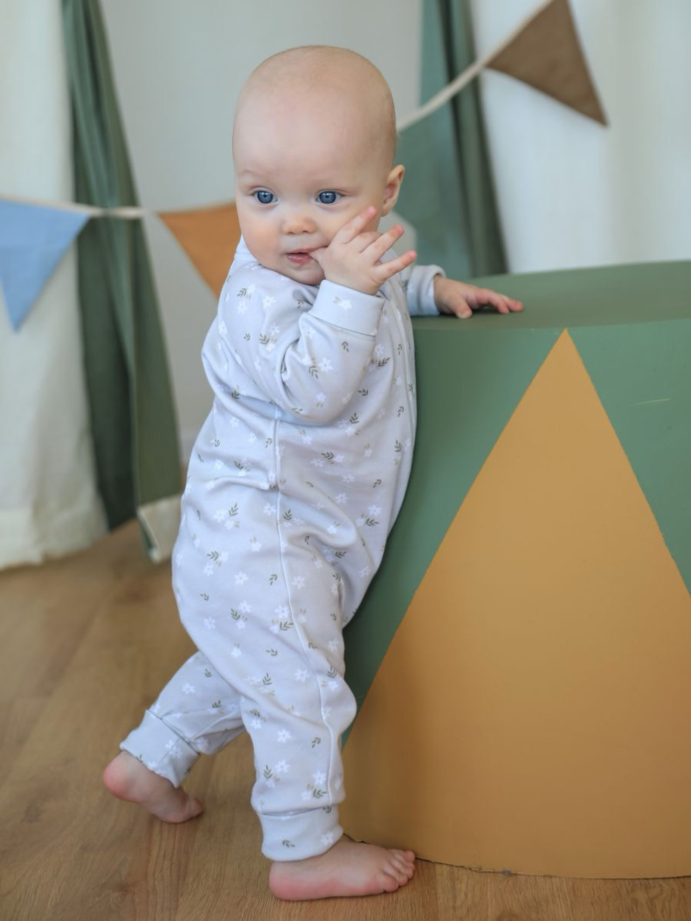 Комбинезон растущий "Цветы на бежевом", Белый