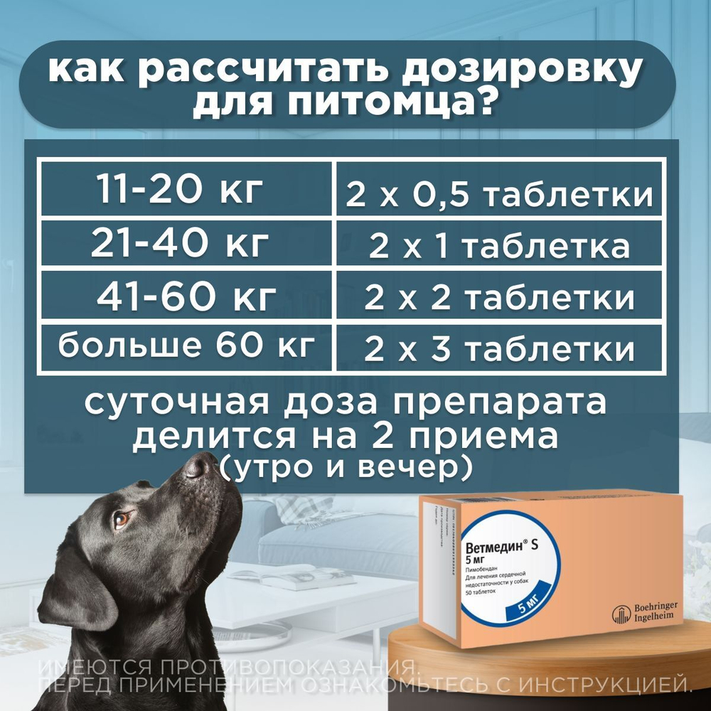 Таблетки от сердечной недостаточности у собак Ветмедин S 5мг, 50 таблеток