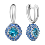 Серьги с Топазом Swiss и Сапфирами, E0074-0/68