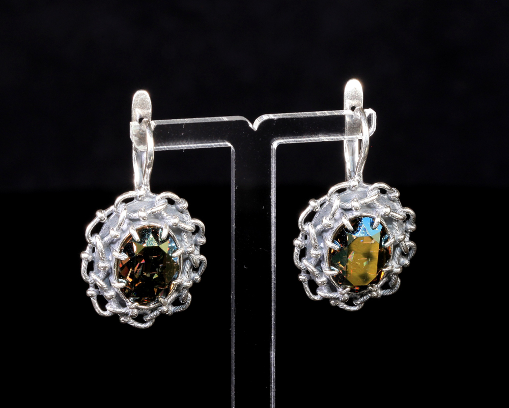 "Эланта" серьги в серебряном покрытии из коллекции "Форсаж" от Jenavi  с английским замком