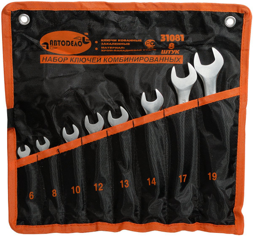 Набор ключей комбинированных 8 пр. 619 мм сумка