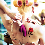 Фиолетовый вибратор с клиторальным отростком MiSS Bi - 17 см. (Цвет: фиолетовый)