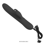 Черный вибратор-кролик Byron с движущимися шариками - 25 см.