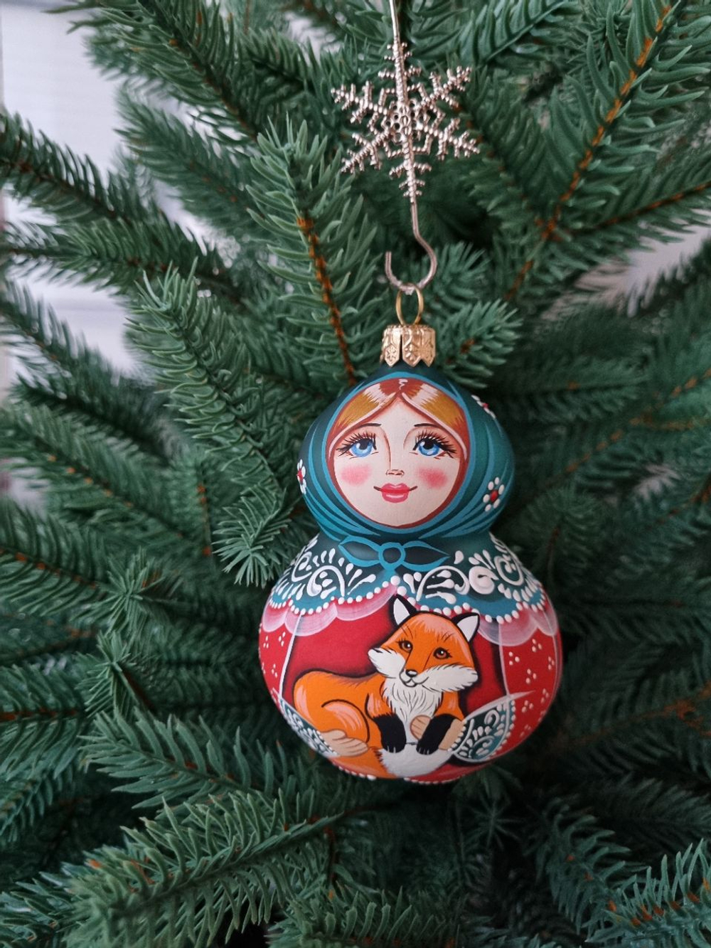 Стеклянная матрешка Танечка с лисичкой