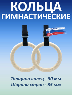 Кольца гимнастические 30 мм со стропами 37 мм